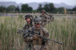 US soldiers patrol in Zharay district in Kandahar province, southern Afghanistan
